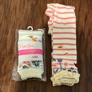 Ruffle Butts Striped Pink and Cream Tights for Kids